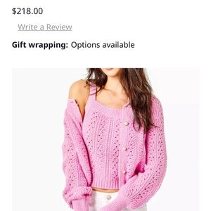 XS Zabrina Pink Cardigan and Tank Set